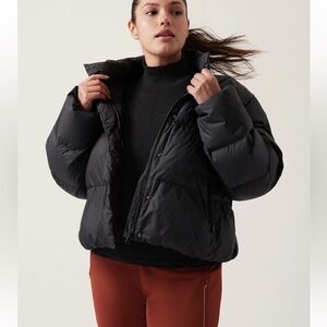 NWT Athleta Summit Down Jacket Full Zip Water Repellant Puffer In Black Size L